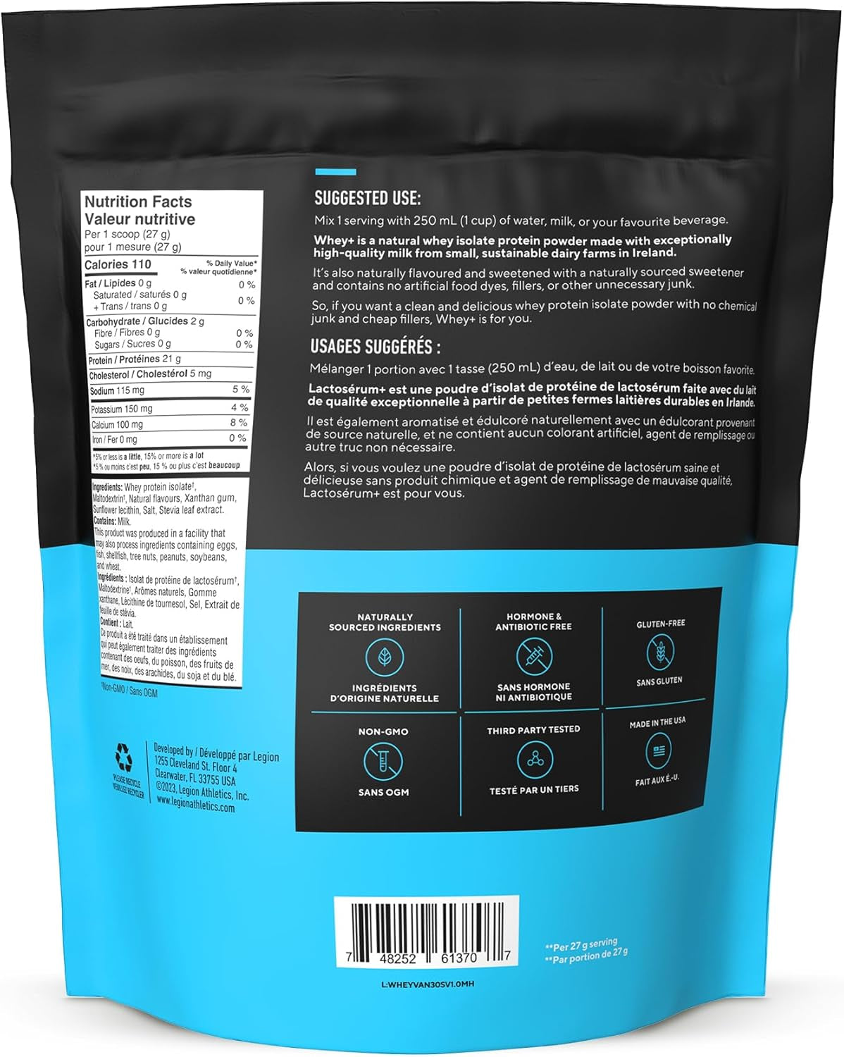 Premium Grass-Fed Whey Protein Isolate - Non-GMO, Lactose-Free, Sugar-Free, 30 Servings Vanilla Dietary Supplement