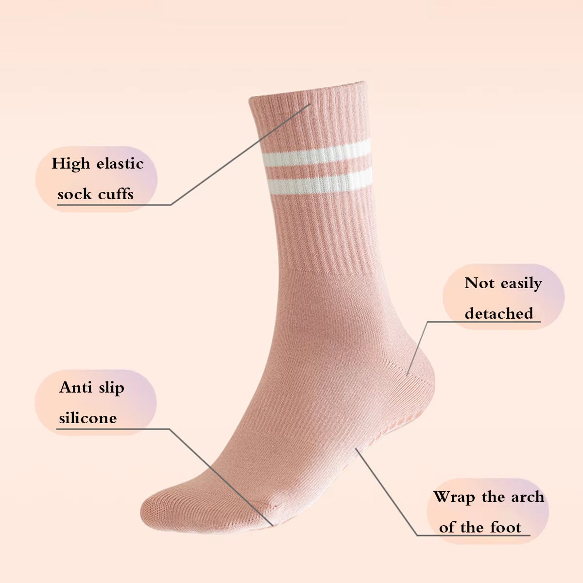 Non-Slip Pilates & Yoga Socks for Women - 4 Pairs of Grip Socks for Barre and Fitness