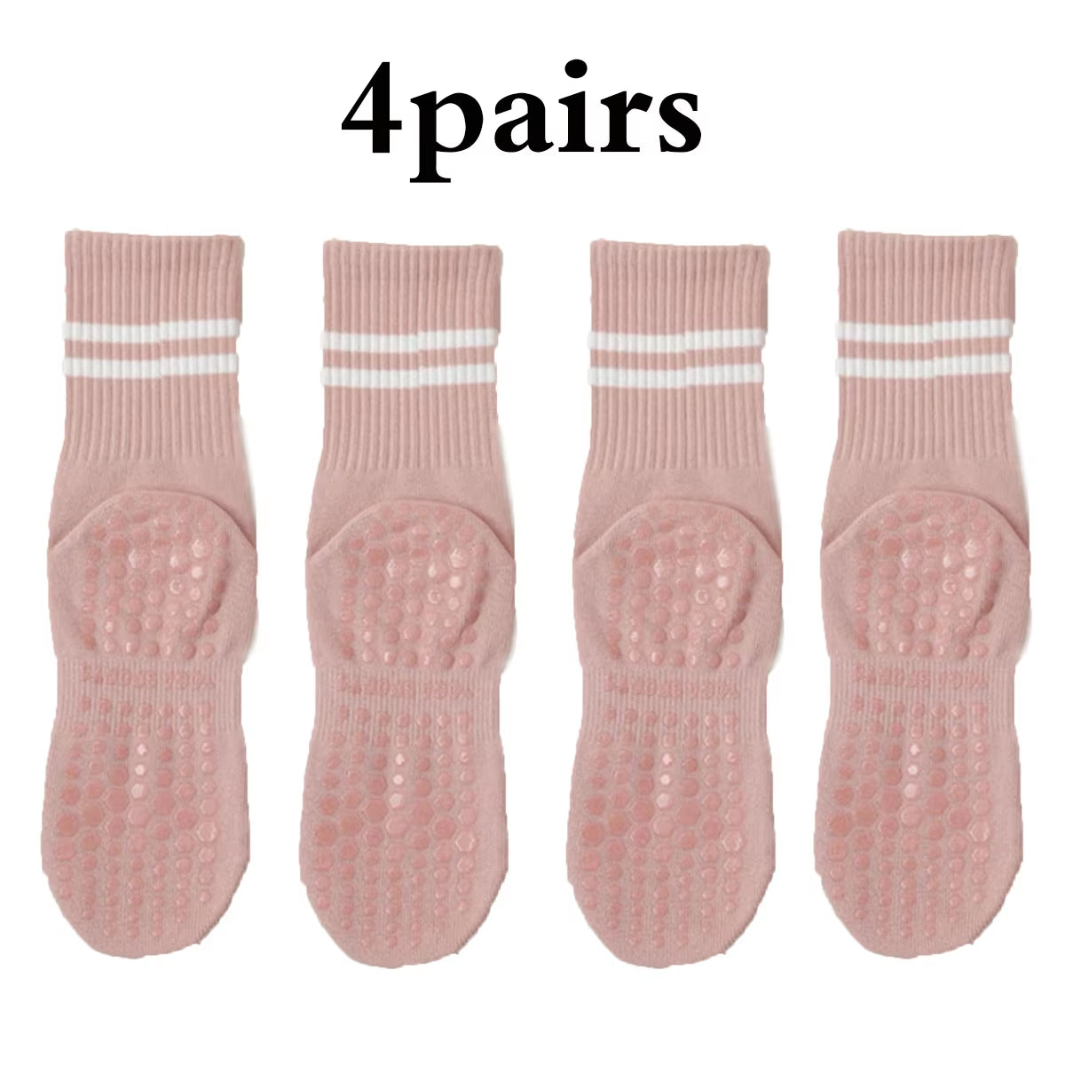 Non-Slip Pilates & Yoga Socks for Women - 4 Pairs of Grip Socks for Barre and Fitness