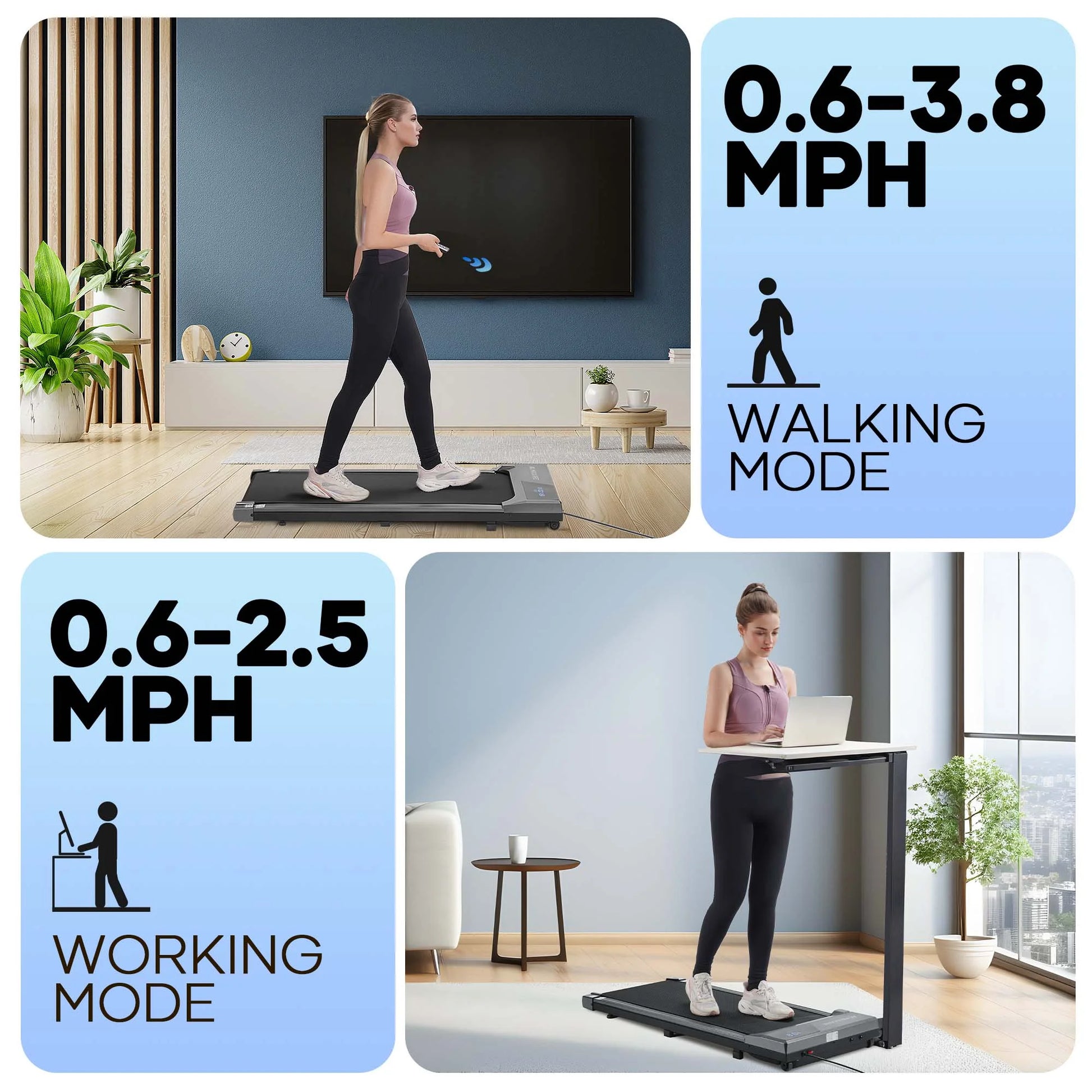 Walking Pad Treadmill 4.7" Ultra-Thin, Underdesk Treadmill2.25Hp, 3.8 MPH, Remote Control, Compact Walking Pad for Home Office, 265 Lbs