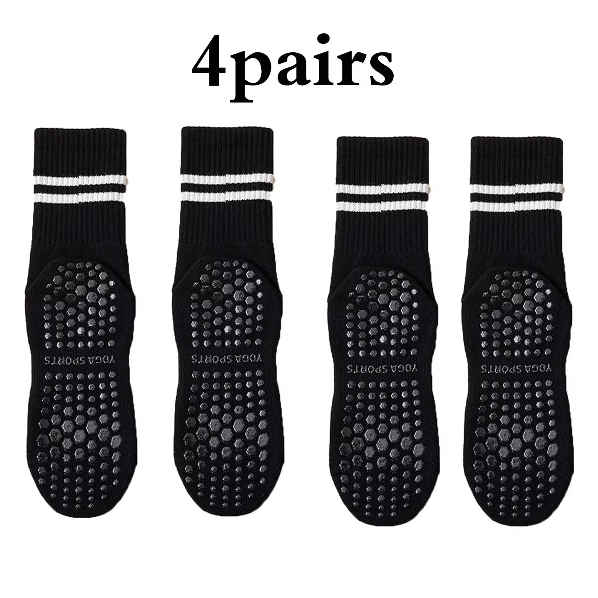 Non-Slip Pilates & Yoga Socks for Women - 4 Pairs of Grip Socks for Barre and Fitness