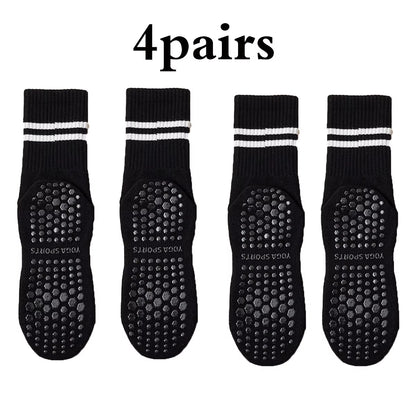 Non-Slip Pilates & Yoga Socks for Women - 4 Pairs of Grip Socks for Barre and Fitness