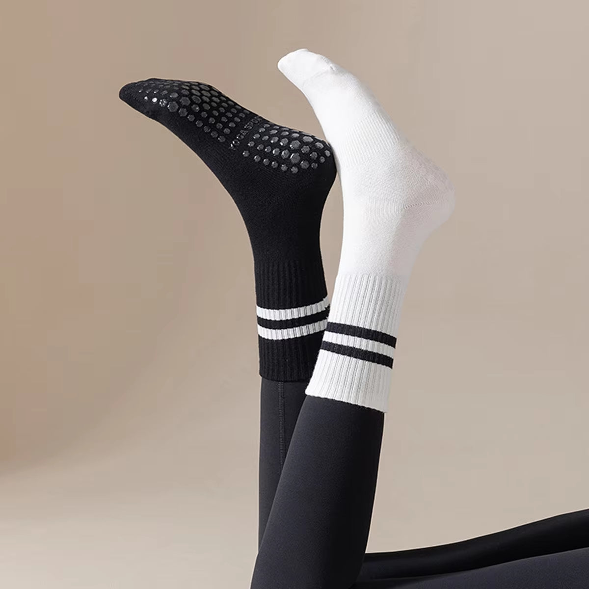 Non-Slip Pilates & Yoga Socks for Women - 4 Pairs of Grip Socks for Barre and Fitness