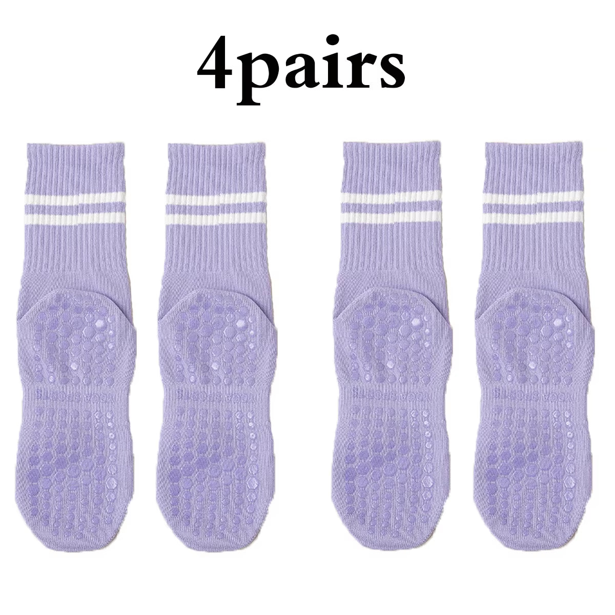 Non-Slip Pilates & Yoga Socks for Women - 4 Pairs of Grip Socks for Barre and Fitness