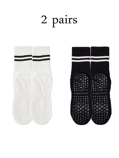 Non-Slip Pilates & Yoga Socks for Women - 4 Pairs of Grip Socks for Barre and Fitness