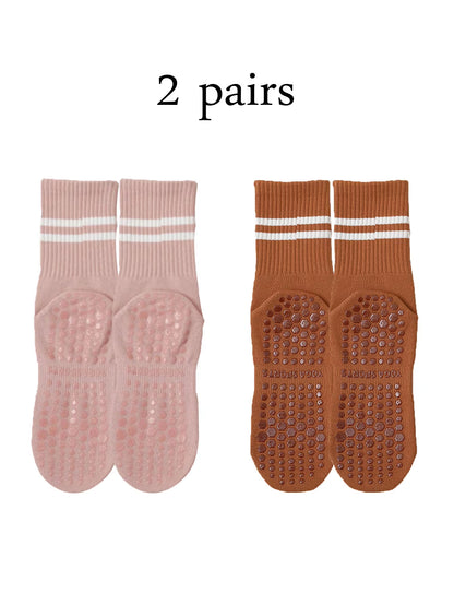 Non-Slip Pilates & Yoga Socks for Women - 4 Pairs of Grip Socks for Barre and Fitness